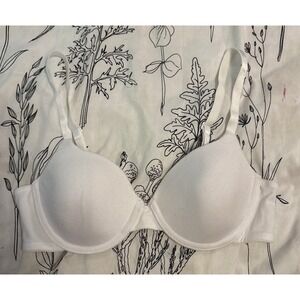 Ellen Tracy White Cotton Full‎ Coverage Underwire Bra, 34B